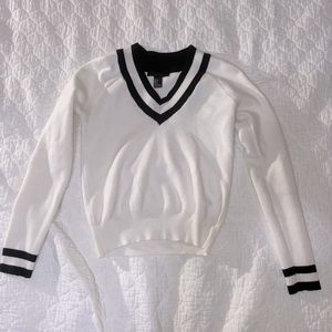 White and black sweater
